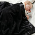 Fleece Baby Blanket with Satin Trim Black 30''x40'' Z105987