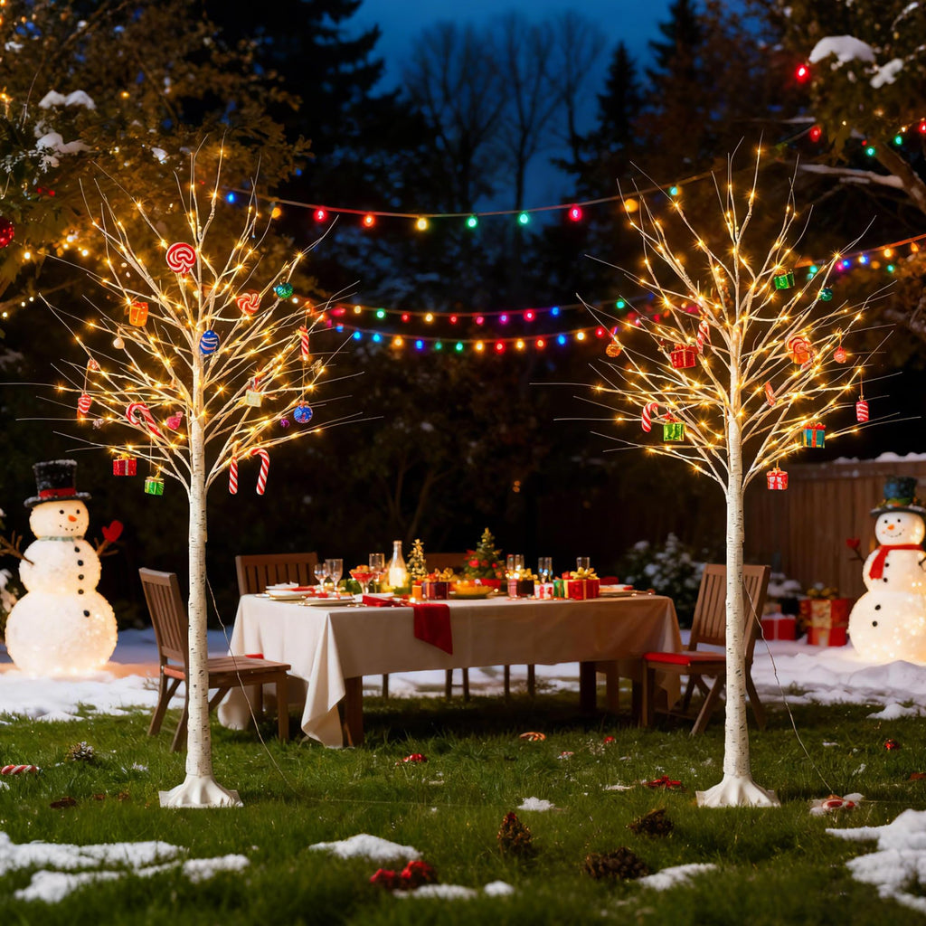 White Birch Tree with Lights, 2PCS M7275