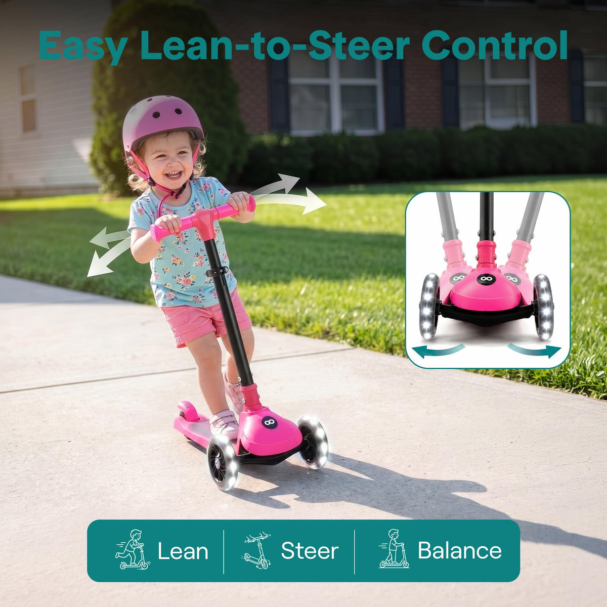 Adjustable 3 Wheel Kids Scooter with LED Wheels H320807