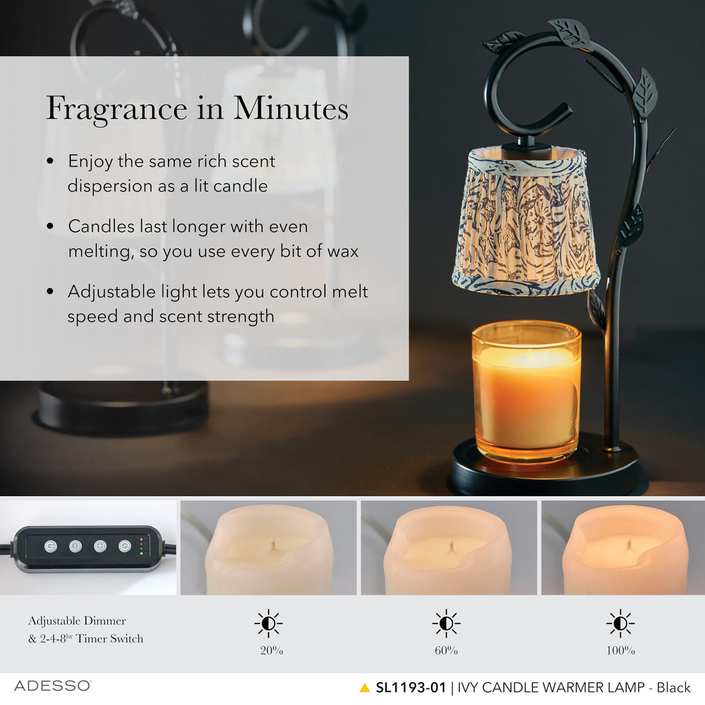 Black & White Printed Shade Dimmable Candle Warmer Lamp W64347