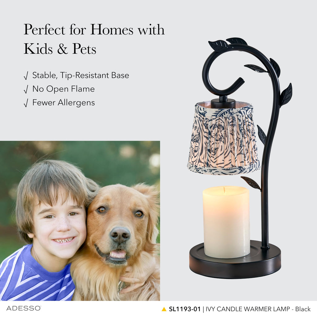 Black & White Printed Shade Dimmable Candle Warmer Lamp W64347