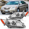 Headlights Assembly Pair Chrome Housing Amber Reflector P905