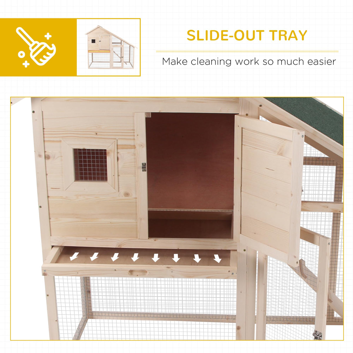 55" 2-Tier Wooden Rabbit Hutch with Ramp N221208