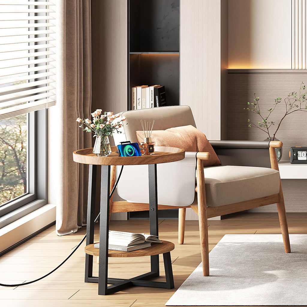 Round Side Table with Charging K926962