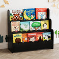 Black 3-Tier Scalloped Wooden Bookshelf O3881