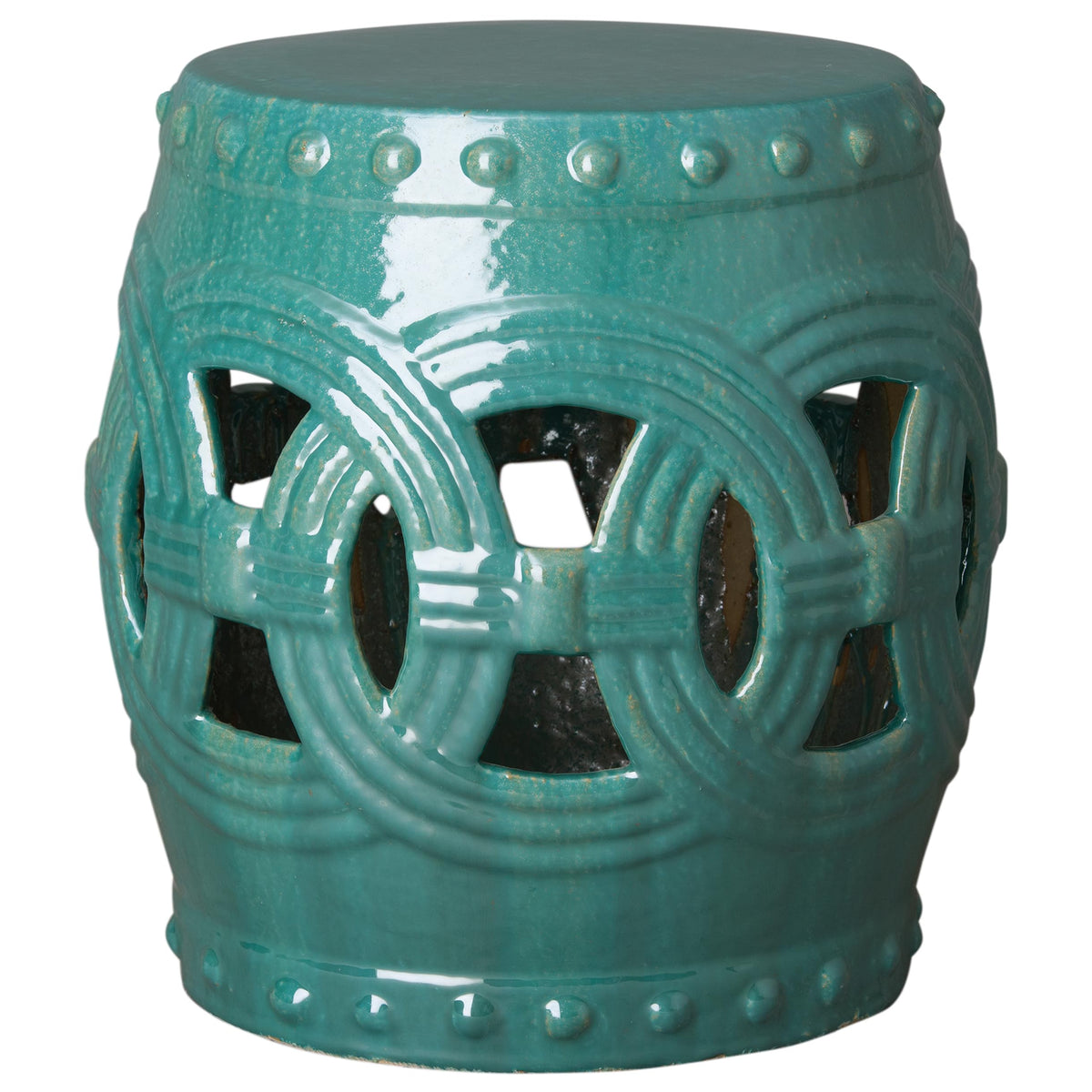 Teal Glazed Garden Stool N49225