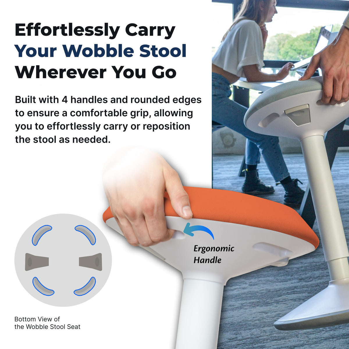 Height Adjustable Swivel Wobble Stool T444363