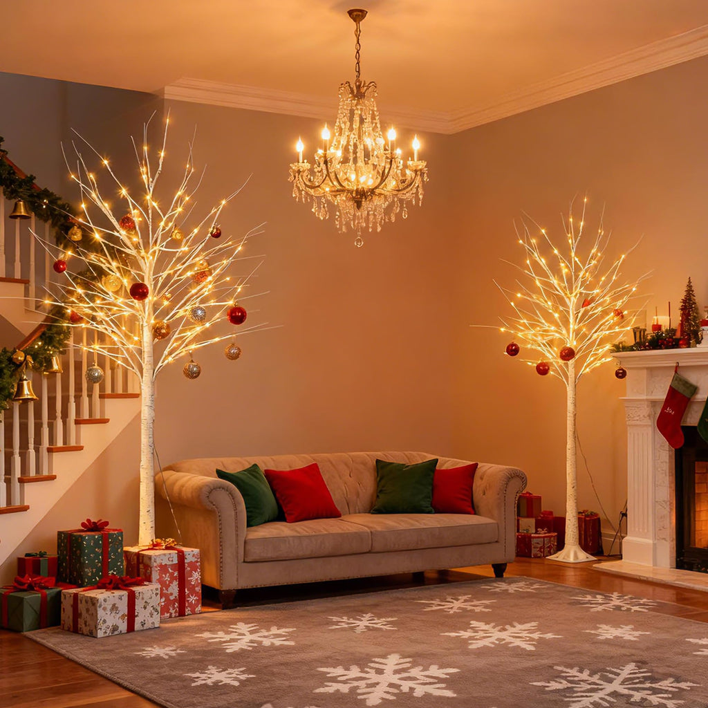 White Birch Tree with Lights, 2PCS M7275