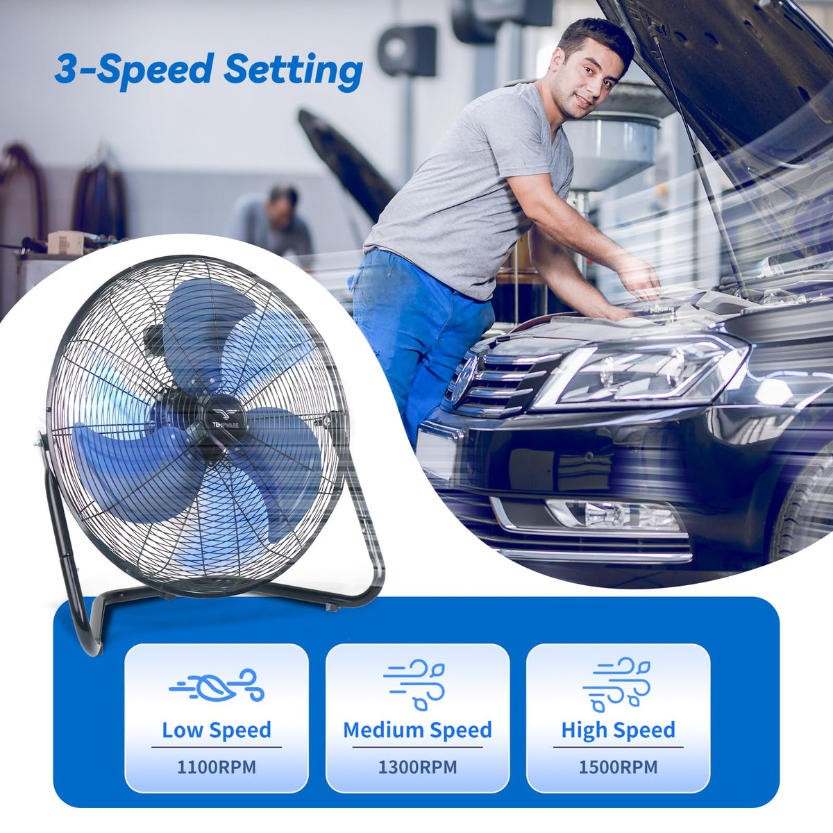 20 Inch High Velocity Floor Fan and 5000W Electric Garage Heater S43801