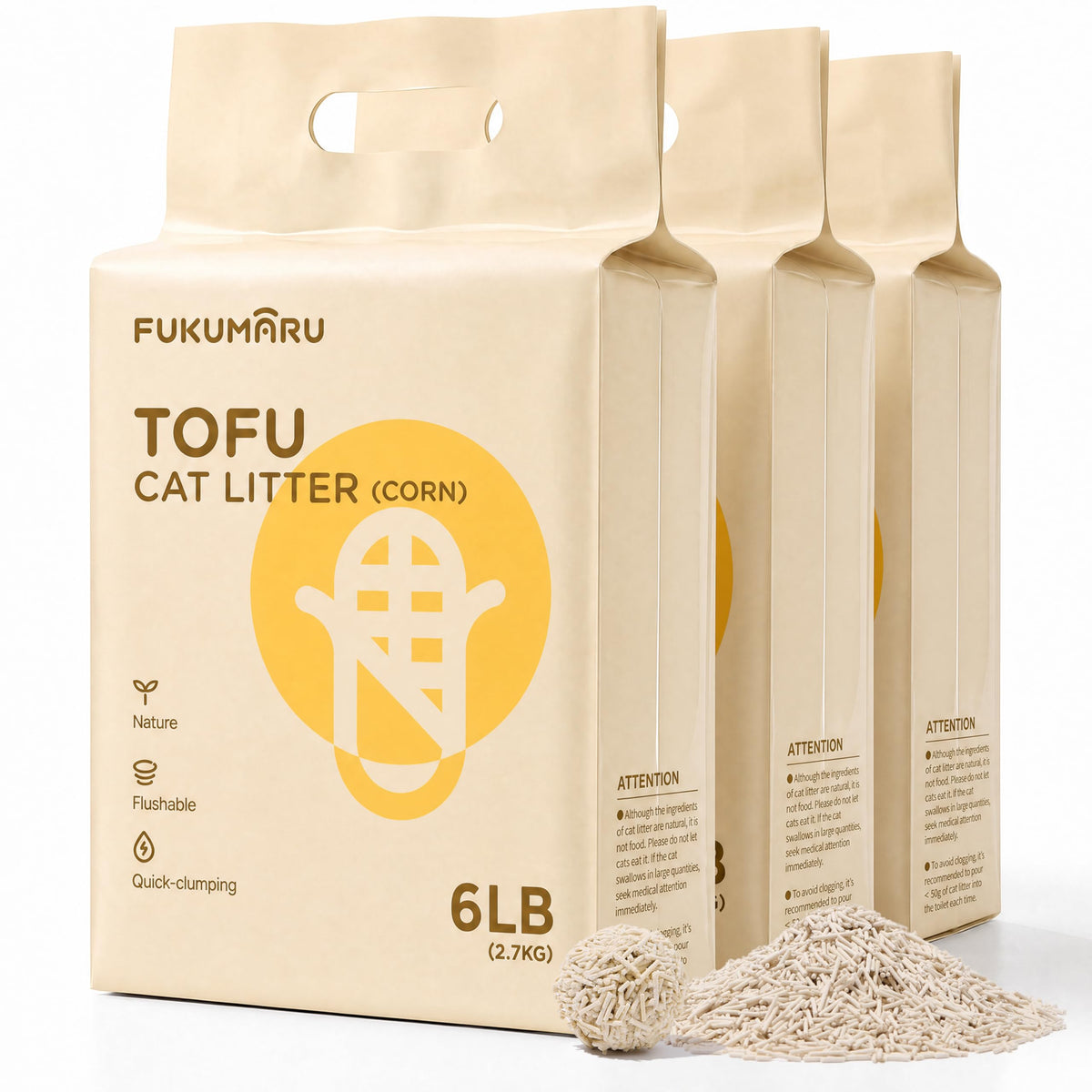 Tofu Cat Litter, Corn Blend, Clumping, Odor Control, Low Dust 18lb Y16259