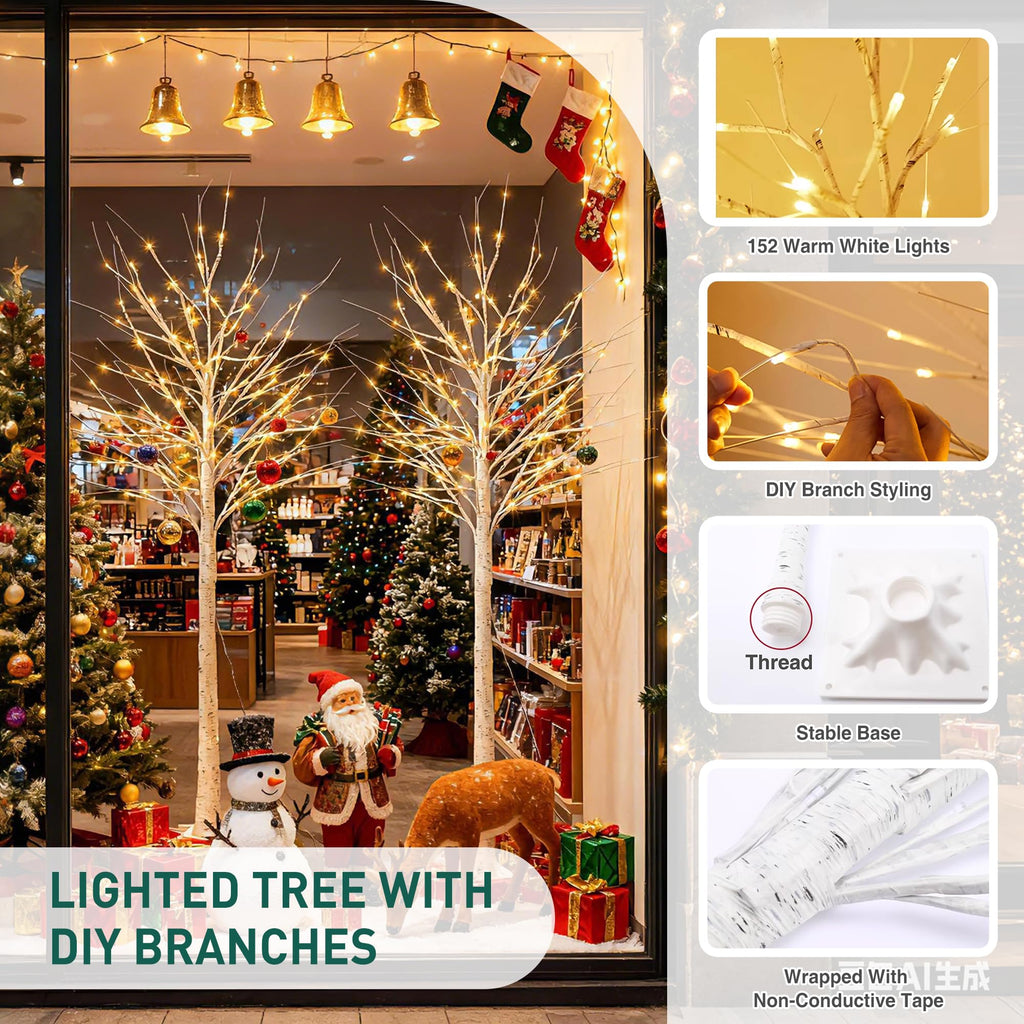 White Birch Tree with Lights, 2PCS M7275