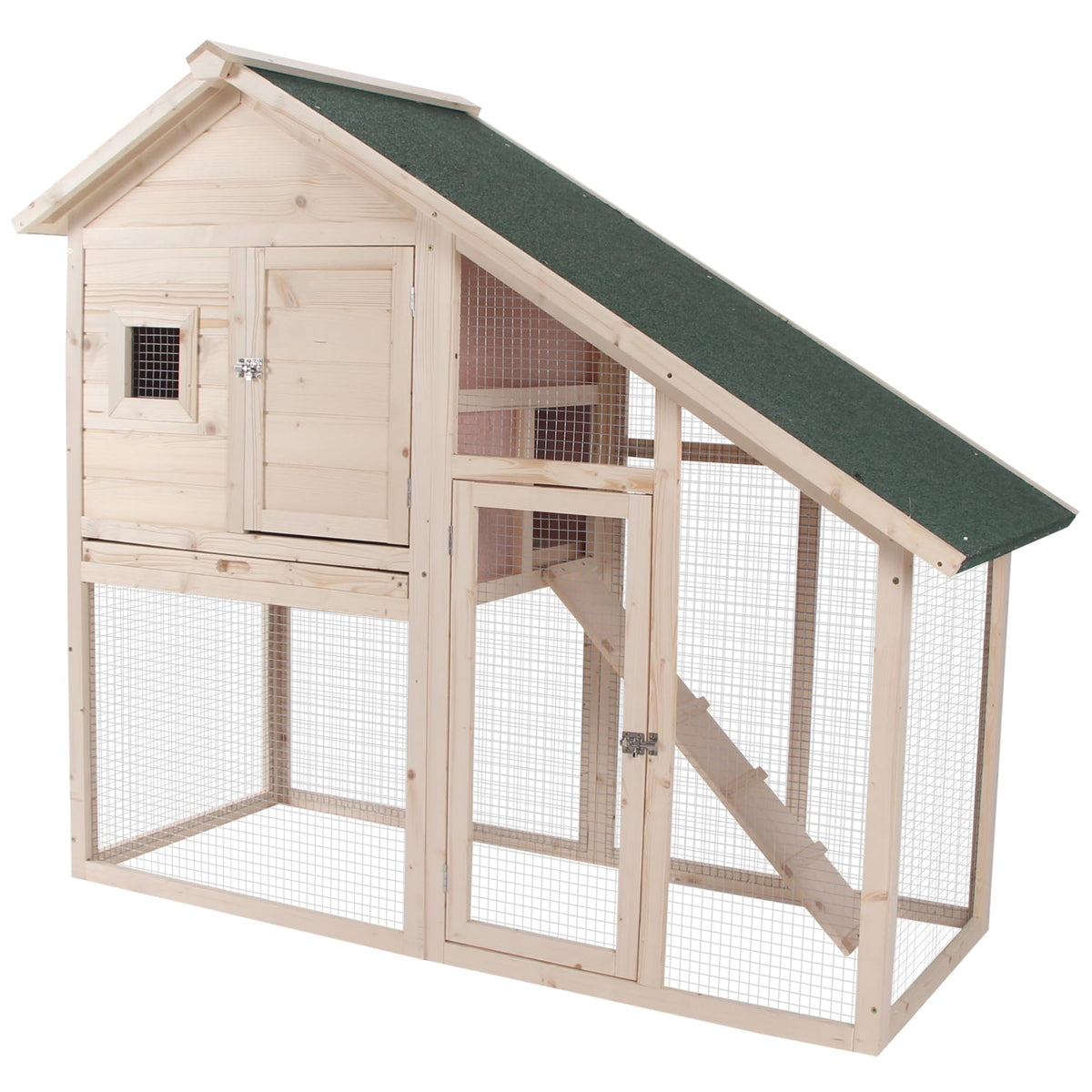 55" 2-Tier Wooden Rabbit Hutch with Ramp N221208