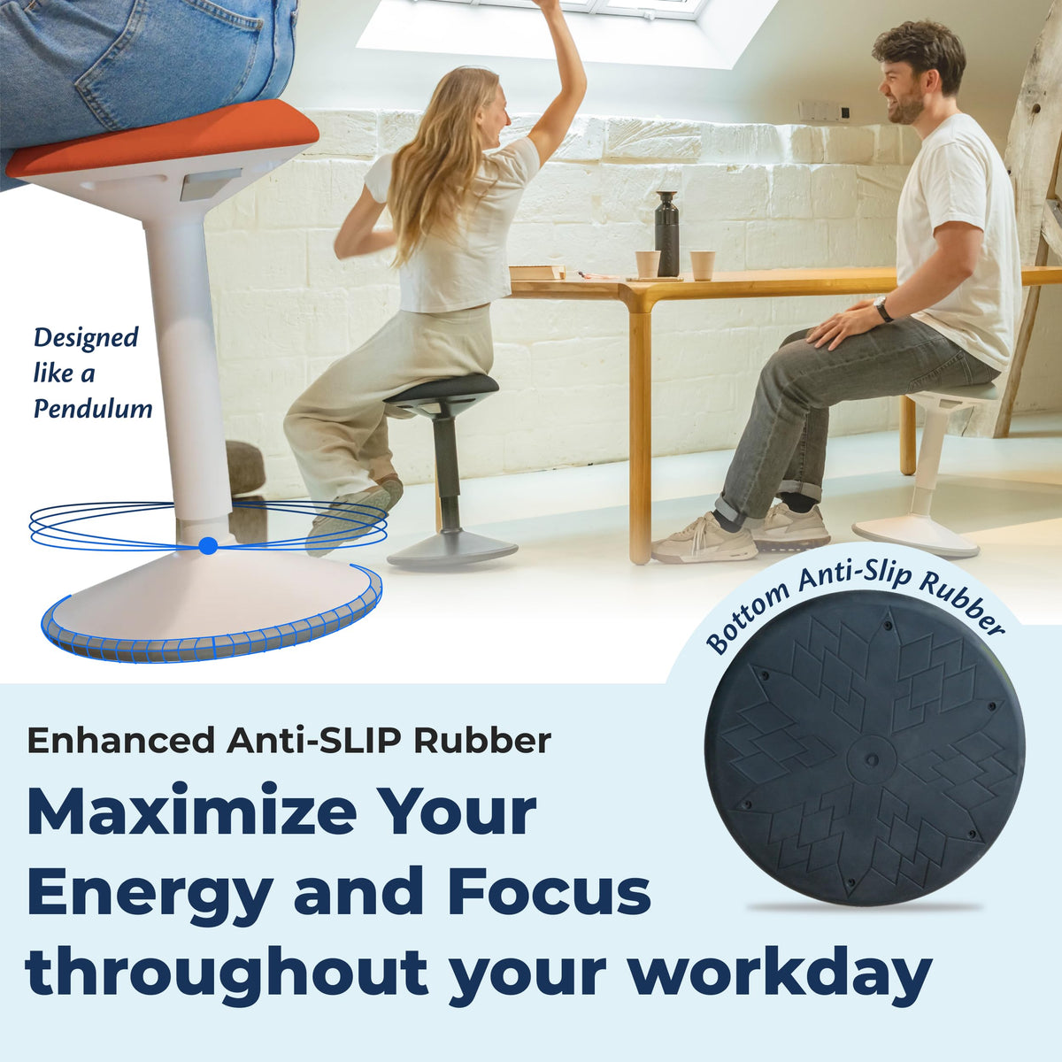 Height Adjustable Swivel Wobble Stool T444363