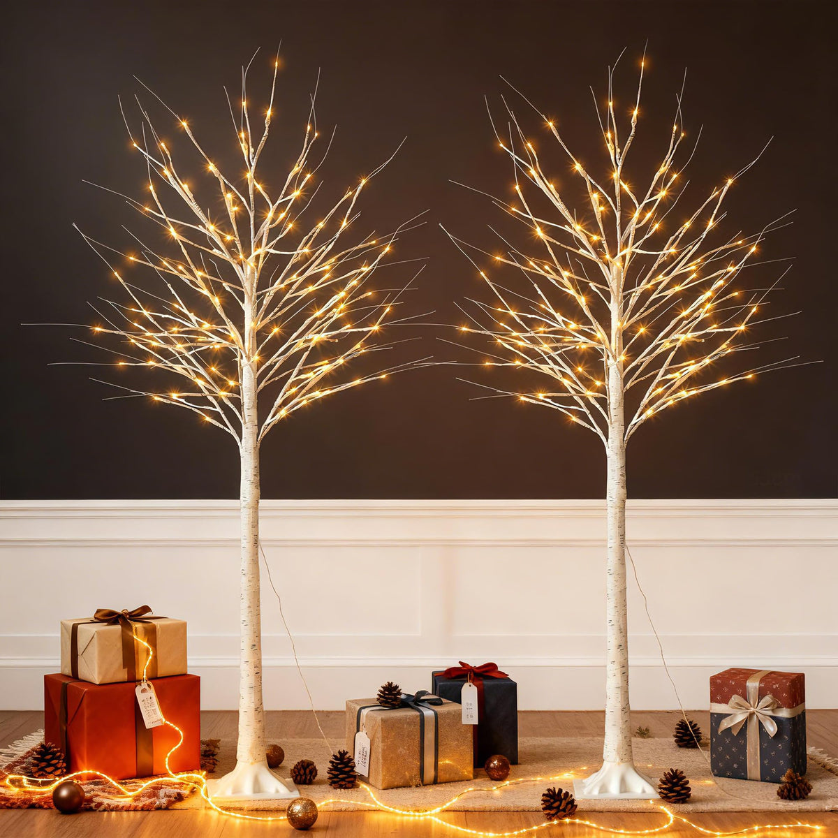White Birch Tree with Lights, 2PCS M7275