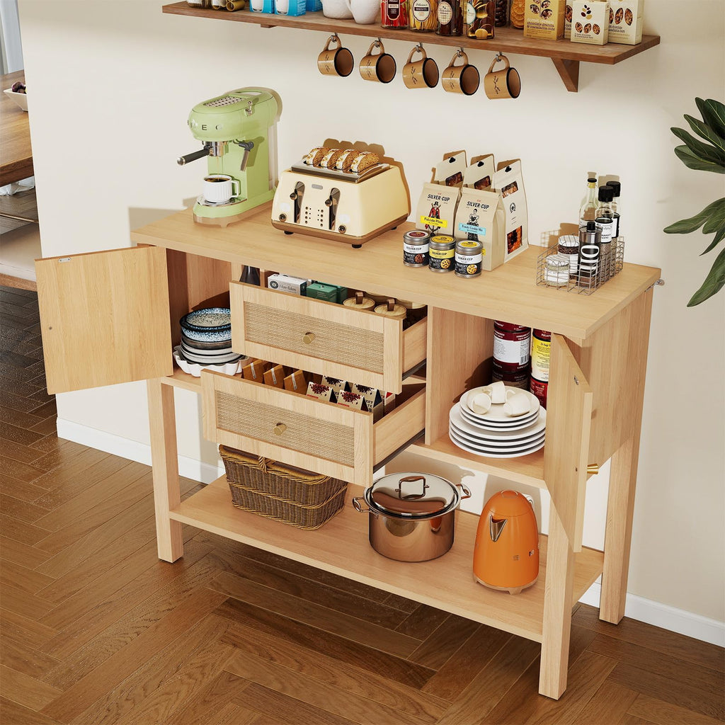 Rattan Console Table with 2 Doors & 2 Drawers T11446