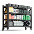 Heavy Duty 4 Tier Metal Storage Shelves with Wheels T435