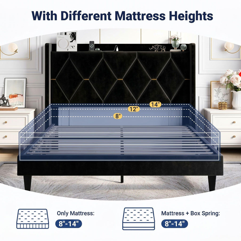 Queen Bed Frame with Storage Headboard J143120