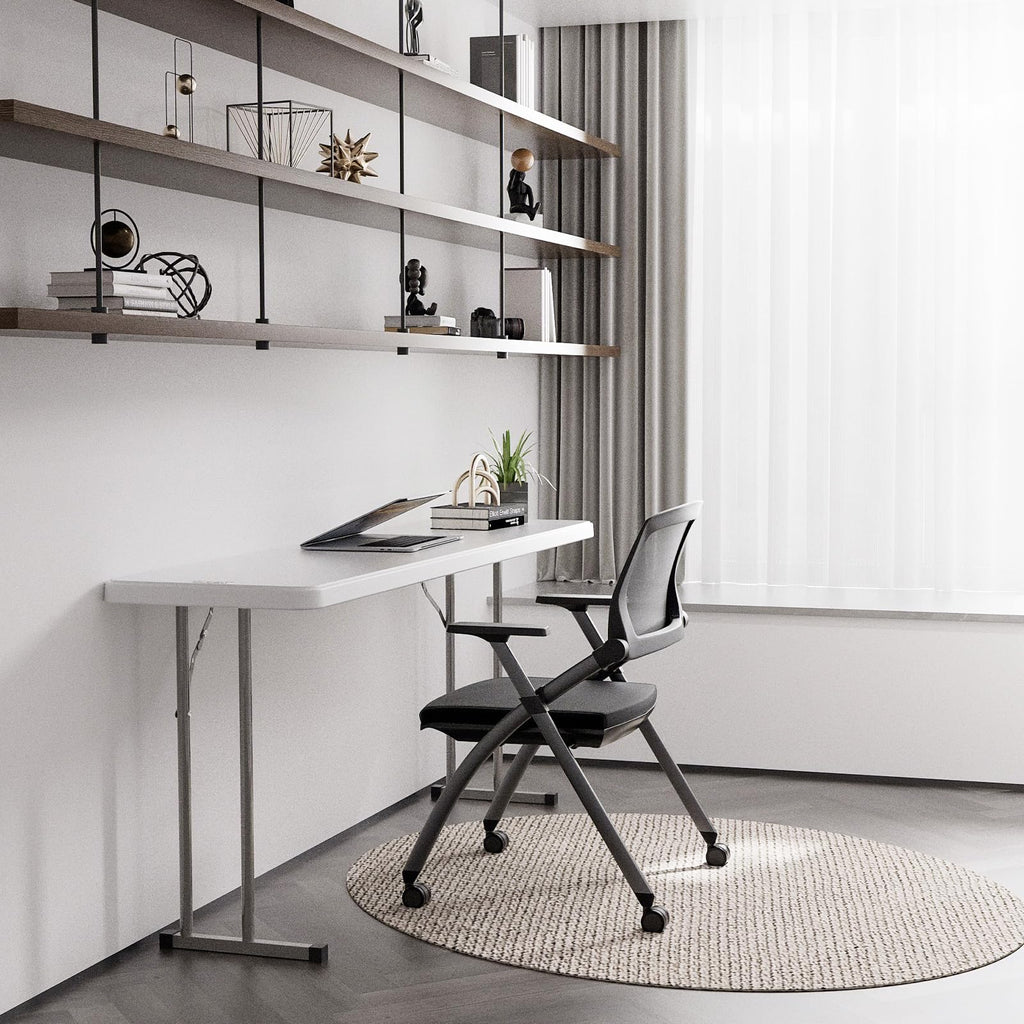 White 6 FT Narrow Folding Table Q23668