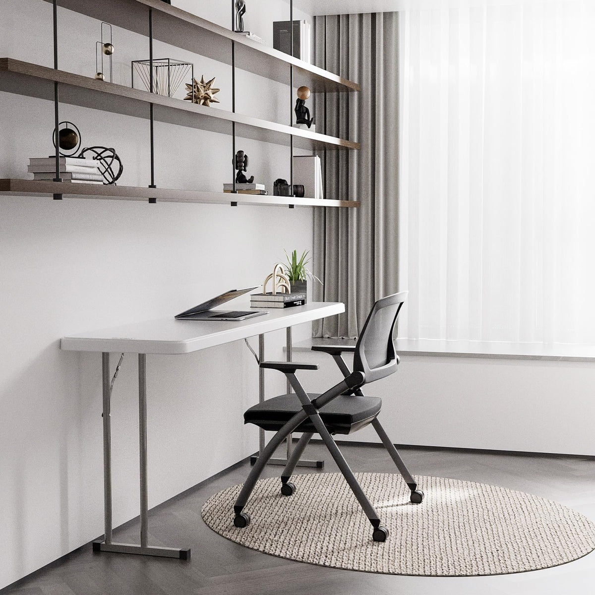 White 6 FT Narrow Folding Table Q23668