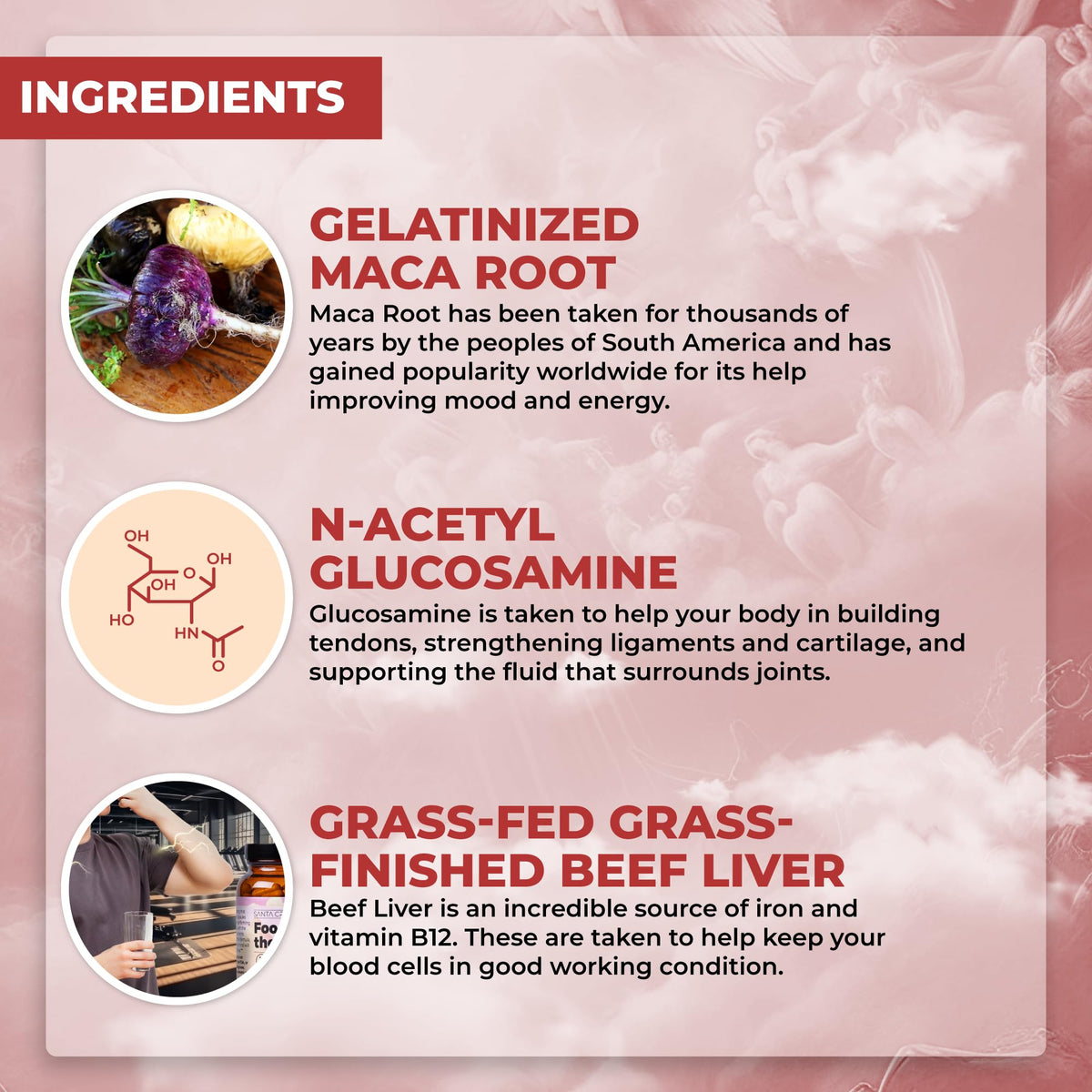Grass Fed Beef Organ Supplement with Collagen, Maca Root, Colostrum, Bone Broth, 30 Servings E9323