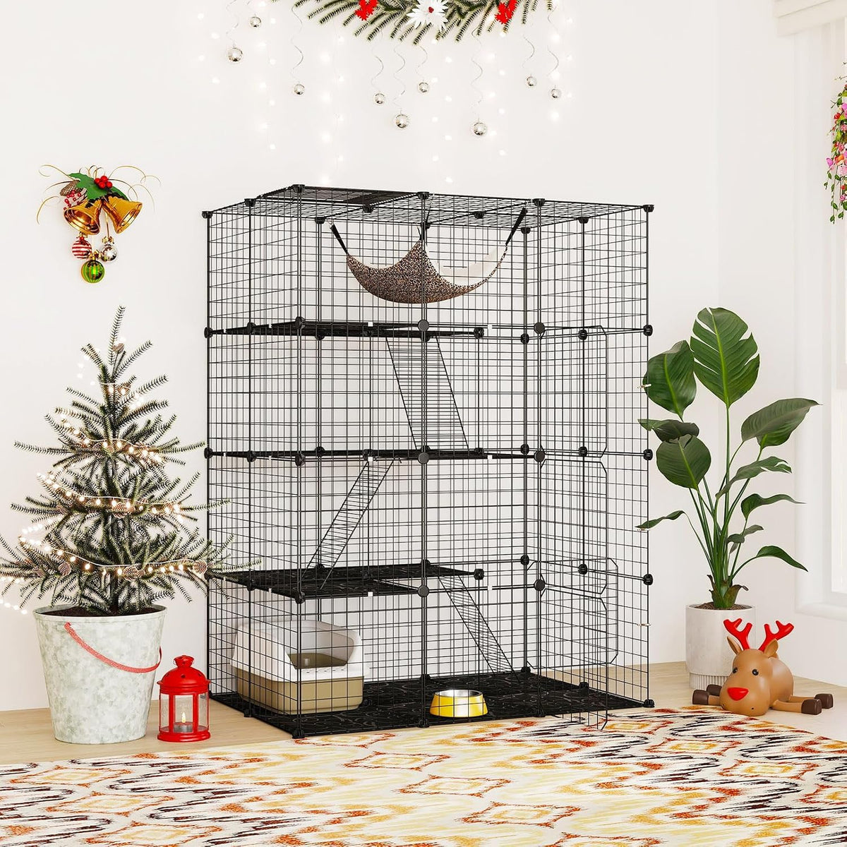 Large 4-Tier Metal Wire Cat Cage F83048