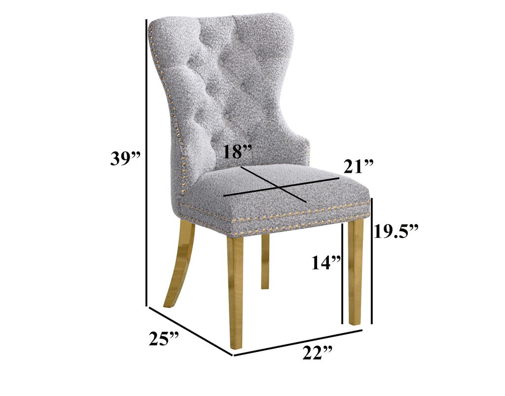 Black Boucle Upholstered Dining Chairs Set of 2 C1716