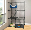 3 Tier Metal Cat Playpen Cage with 3 Doors 2 Ladders Y717046