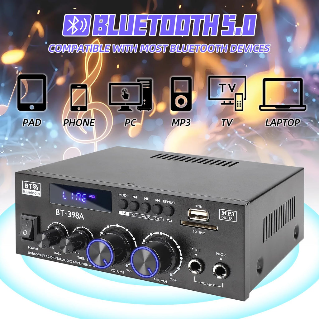 Bluetooth 5.0 Stereo Receivers, 2 Channel 450W Home Amplifier L150628