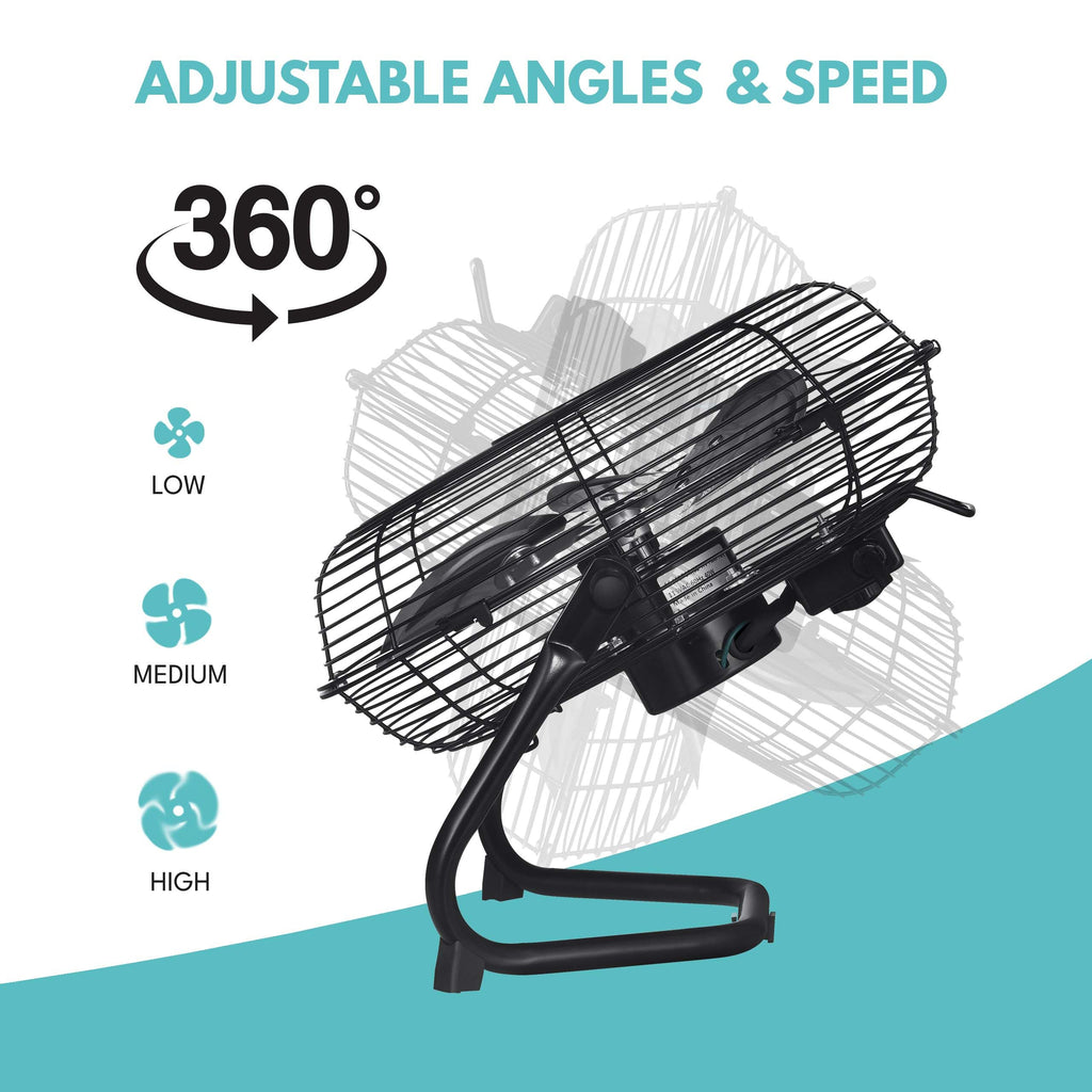 20 in. 3 Speed Metal Floor Fan in Black with Tilting Head X81624
