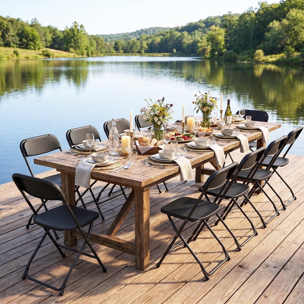 10 Pack Lightweight Stackable Plastic Folding Chairs with Steel Frame C44896