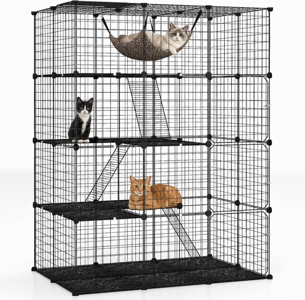 Large 4-Tier Metal Wire Cat Cage F83048