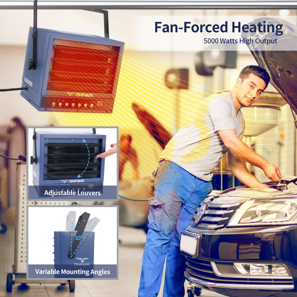 20 Inch High Velocity Floor Fan and 5000W Electric Garage Heater S43801