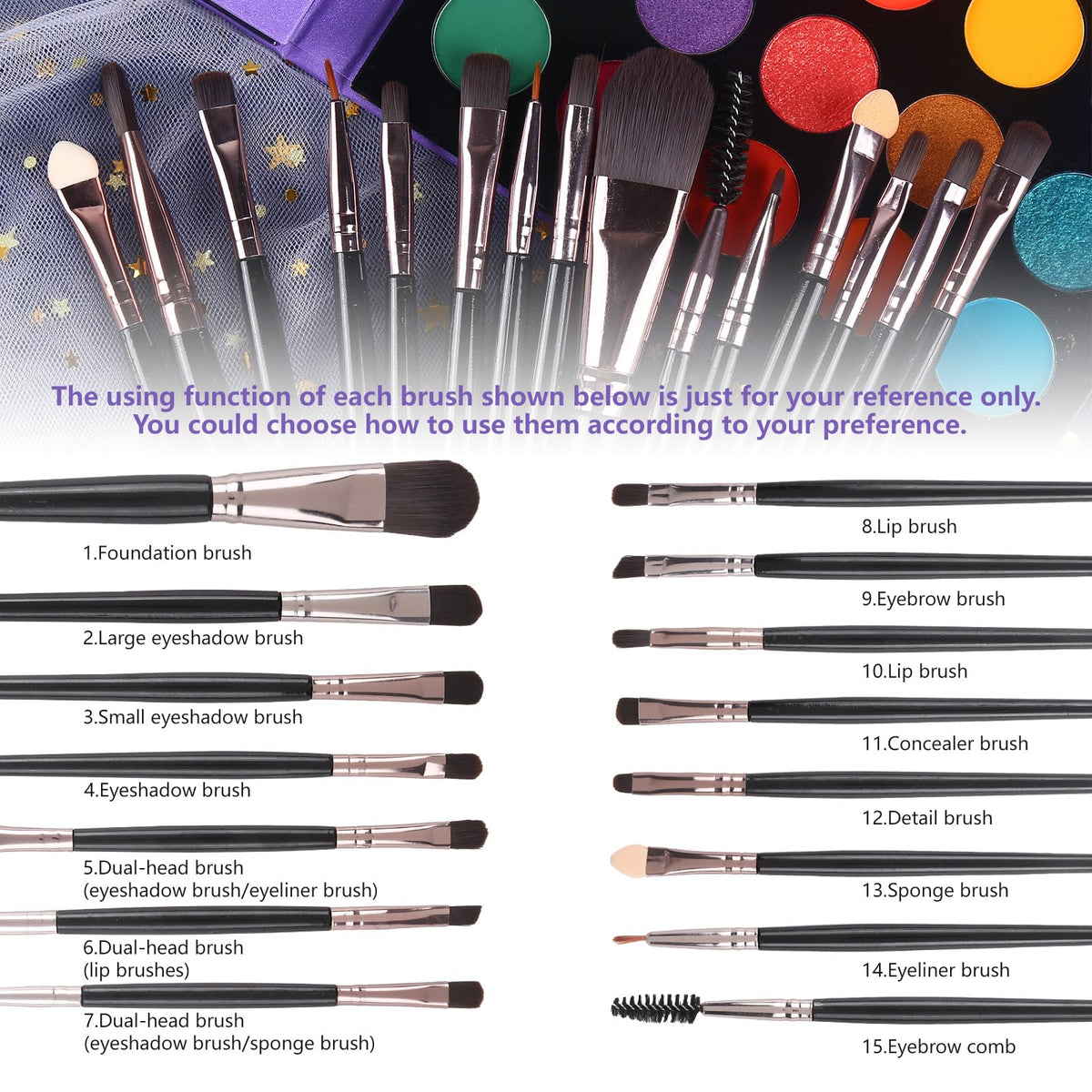 86 Colors Matte Shimmer Eyeshadow Palette with 15 Pcs Brushes E729950