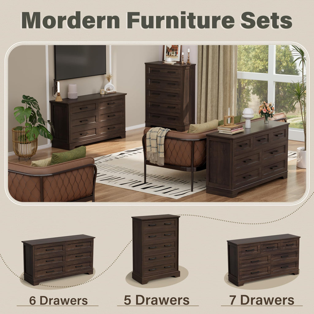 Brown 5 Drawer Dresser E66064