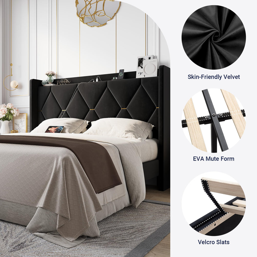 Queen Bed Frame with Storage Headboard J143120