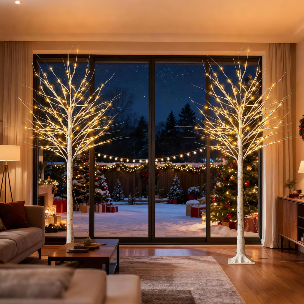 White Birch Tree with Lights, 2PCS M7275