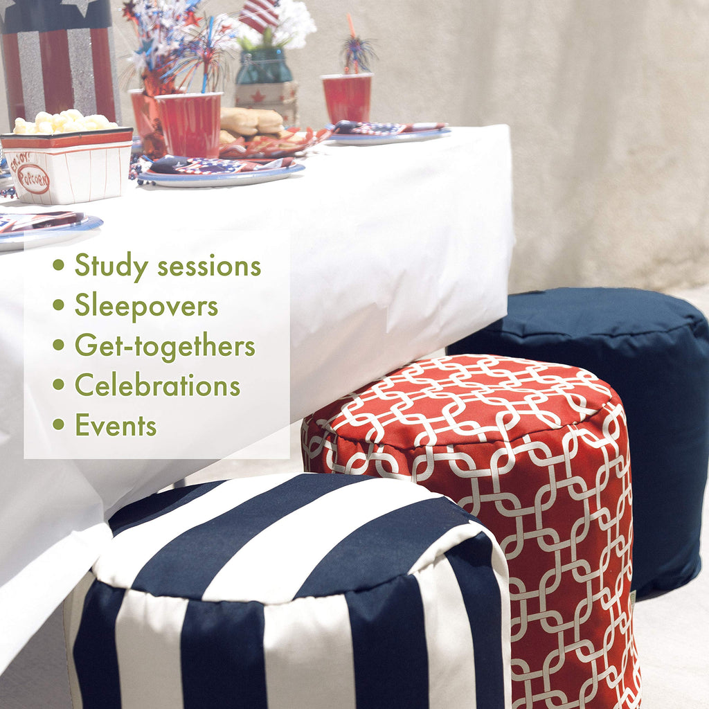 Teal Indoor/Outdoor Bean Bag Ottoman Pouf R4986