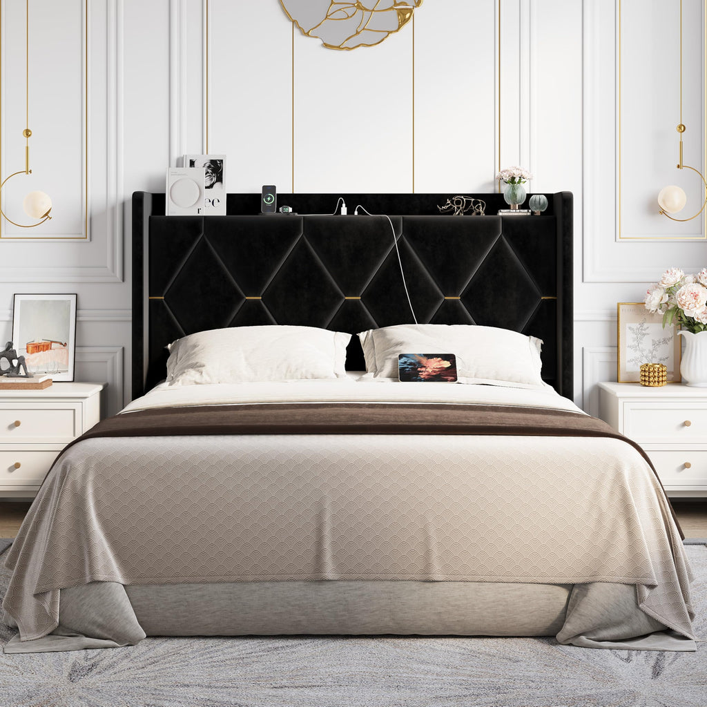 Queen Bed Frame with Storage Headboard J143120