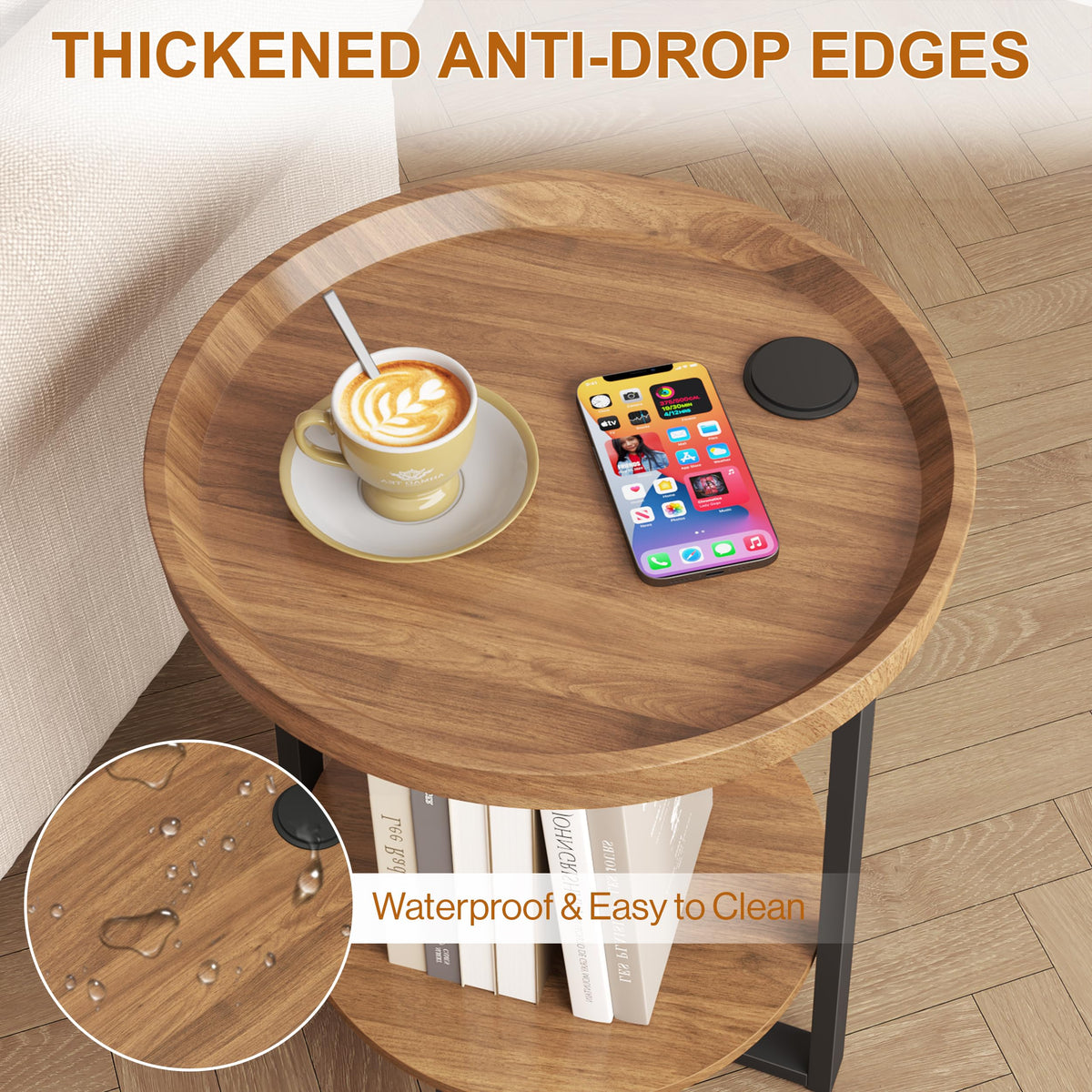 Round Side Table with Charging K926962