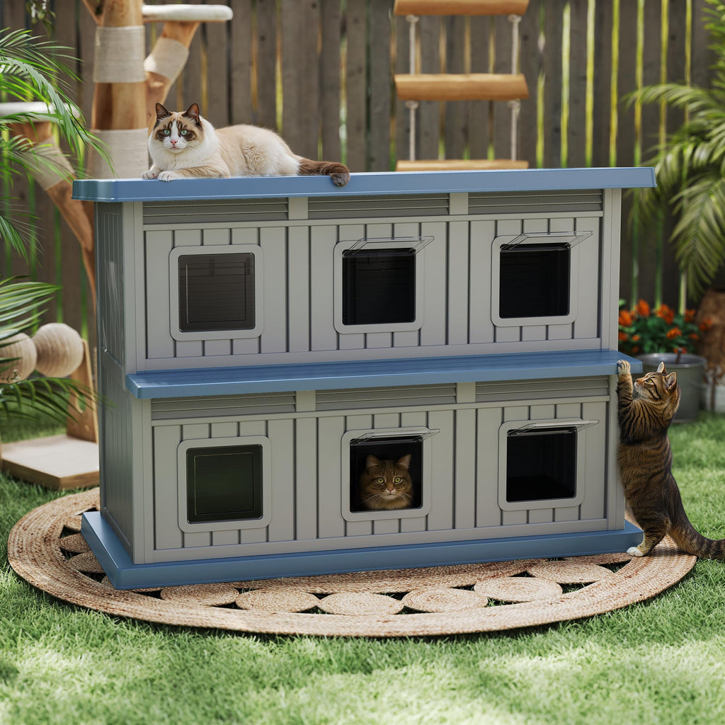Resin Double-Decker Outdoor Cat House L4980