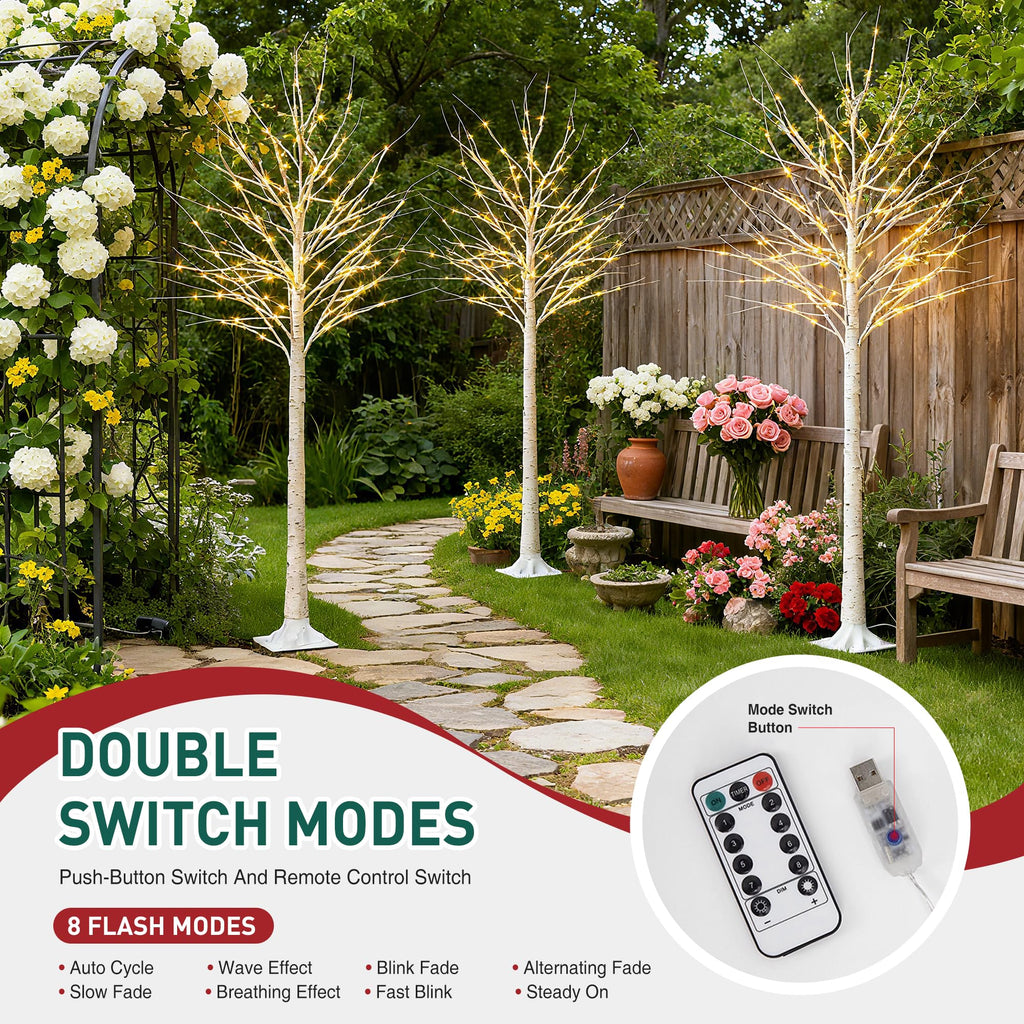 White Birch Tree with Lights, 2PCS M7275