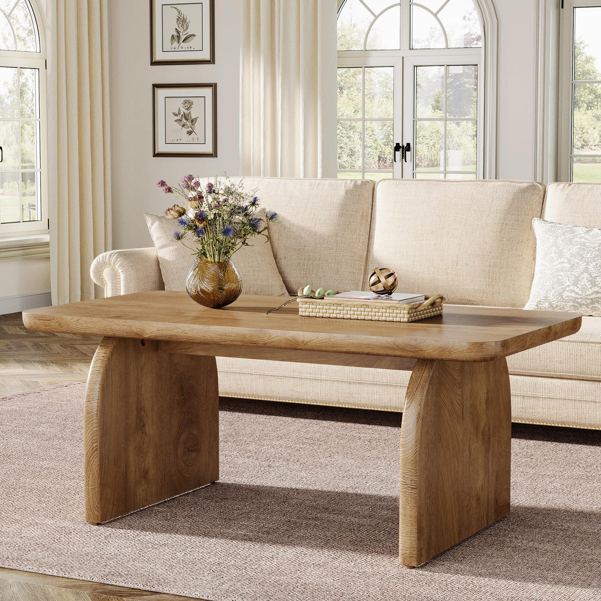 47-Inch Natural Brown Wood Coffee Table G627
