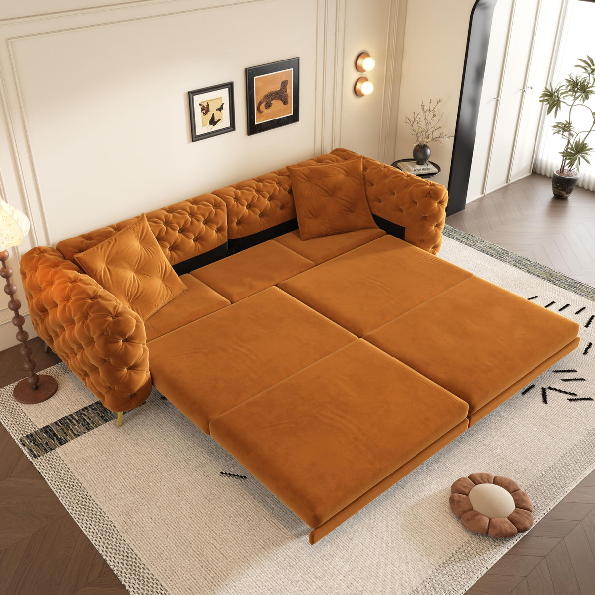 King 3 in 1 Convertible Sleeper Sofa with Ottoman P942730