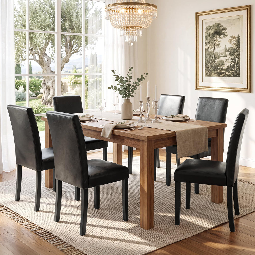 Black PU Leather Upholstered Dining Chairs Set of 6 G106471