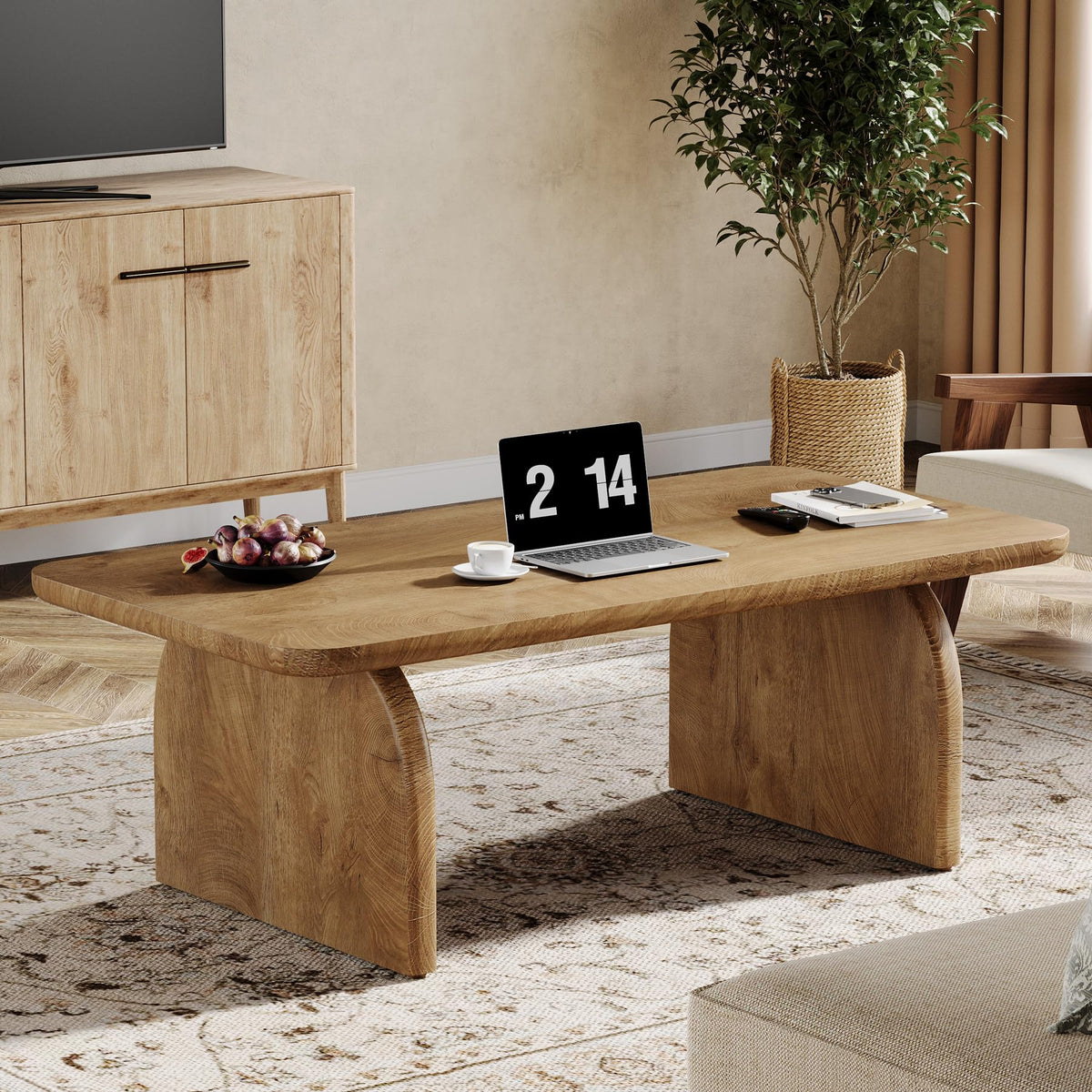 47-Inch Natural Brown Wood Coffee Table G627