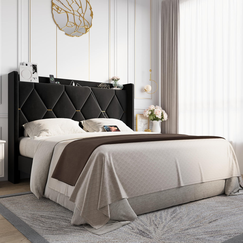 Queen Bed Frame with Storage Headboard J143120